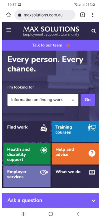 Max Solutions Mobile UX