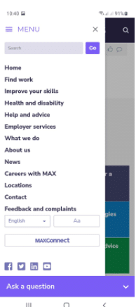 Max Solutions Mobile UX Menu Bar